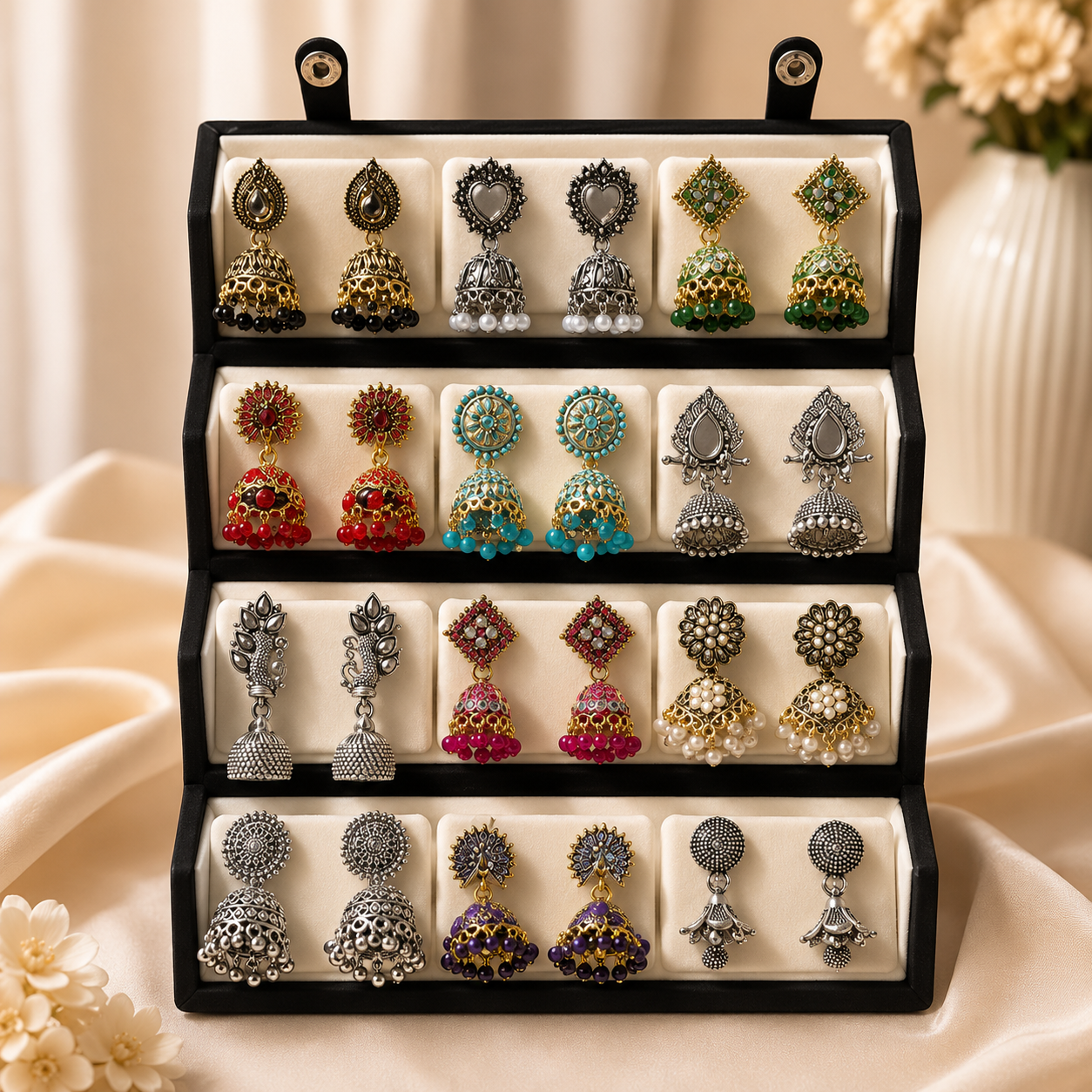 Premium 12 Pairs Designer Jhumka Combo Set