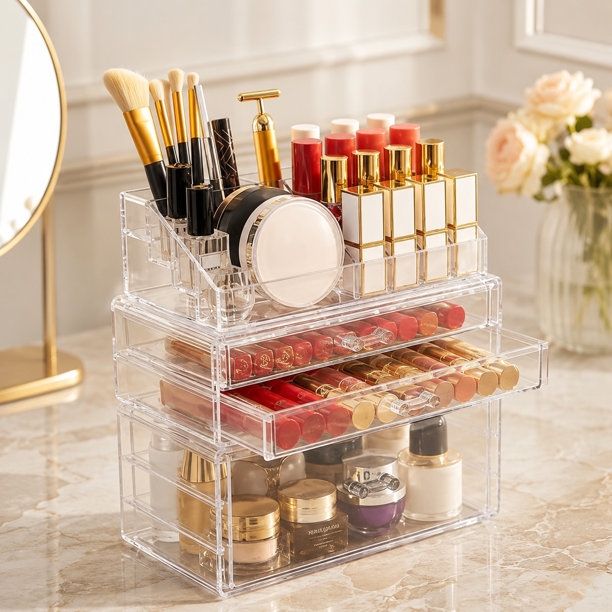 Premium Crystal Clear Makeup Organizer