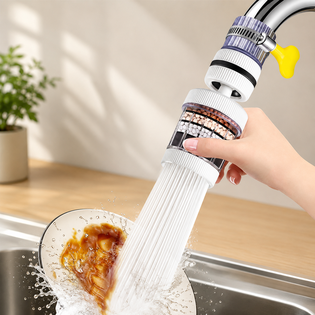 Premium 360° Faucet Water Filter & Splash-Proof Sprayer