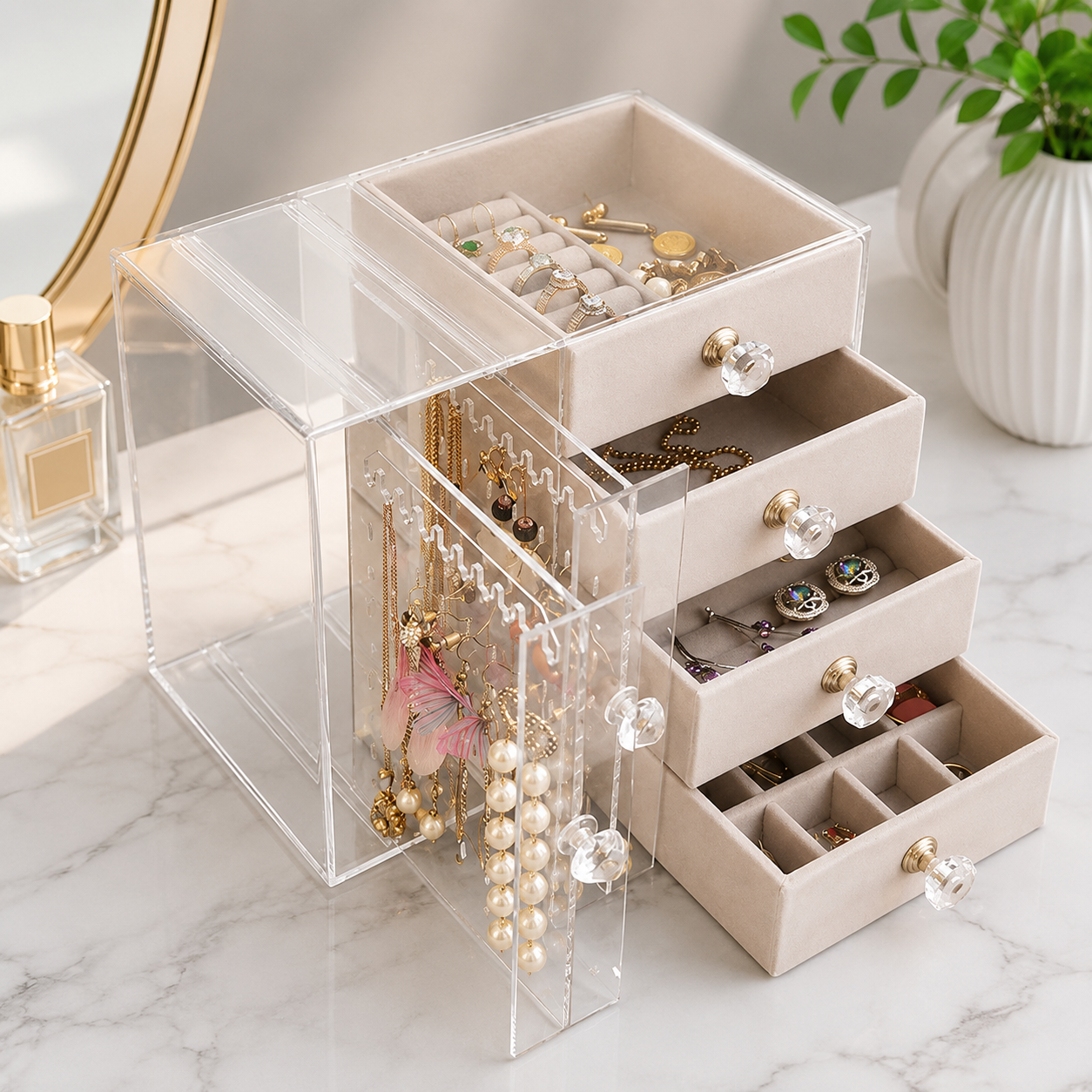 Premium Luxury Acrylic Jewelry Organizer Box