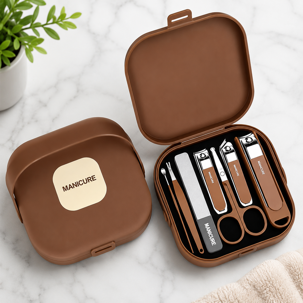 7 Pcs Premium Manicure & Pedicure Nail Care Kit | Stainless Steel Grooming Set with Travel Case
