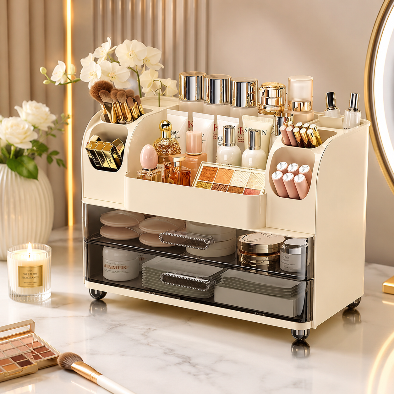 Premium Luxury Multi-Drawer Makeup & Skincare Organizer Box