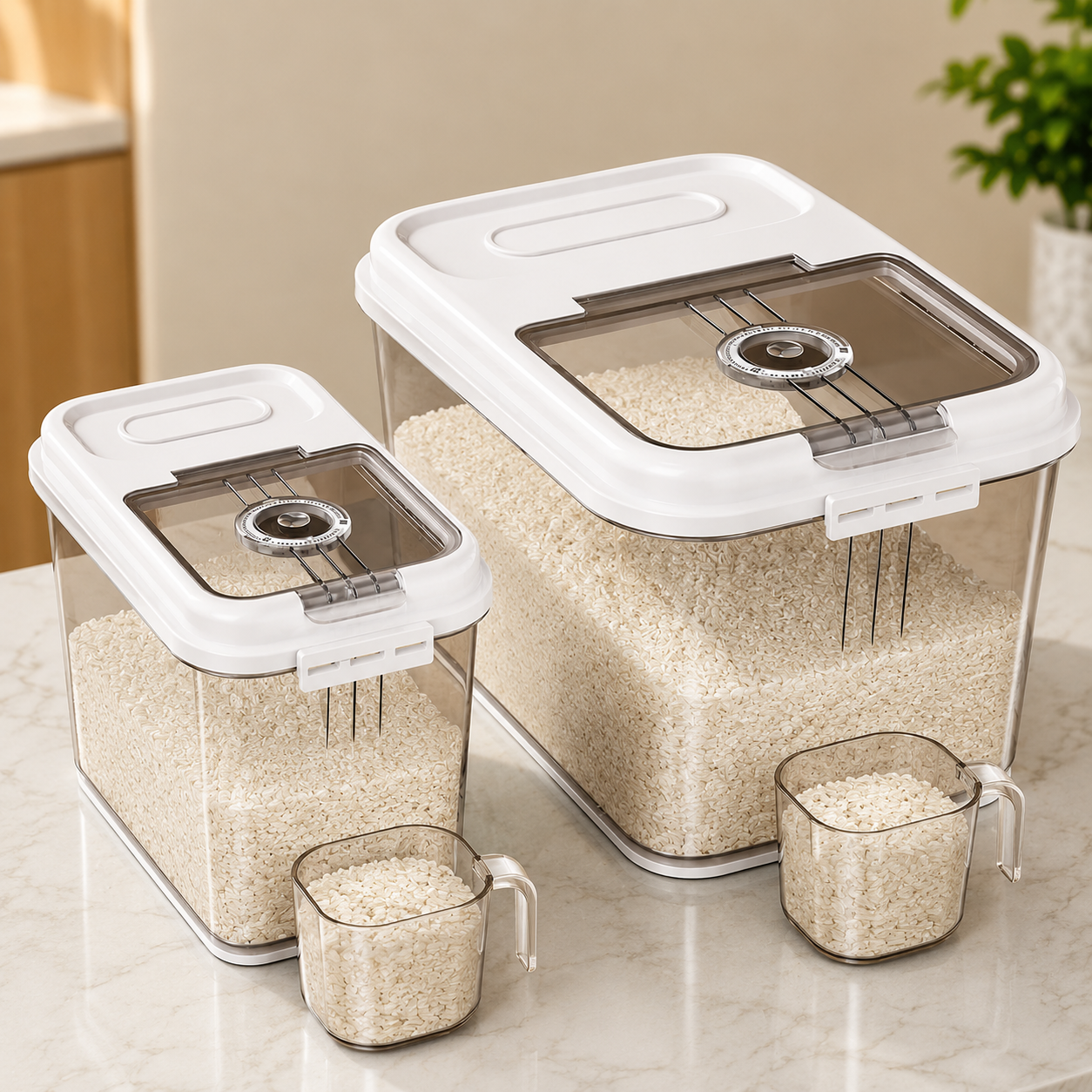 Premium Airtight Rice Storage Container with Measuring Cup