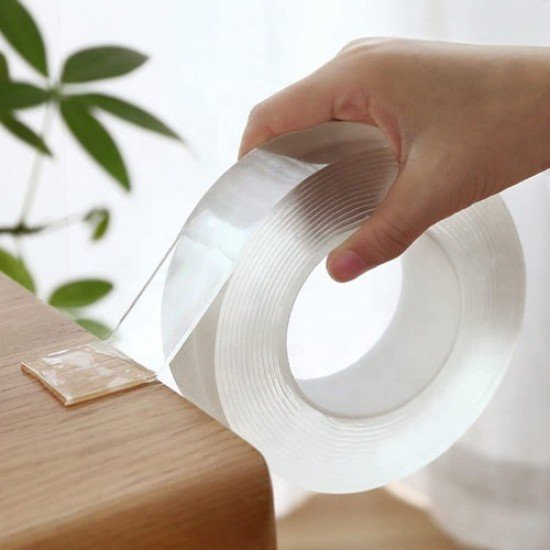 Heavy Duty Nano Double Sided Transparent Adhesive Tape | Washable & Reusable Multipurpose Mounting Tape